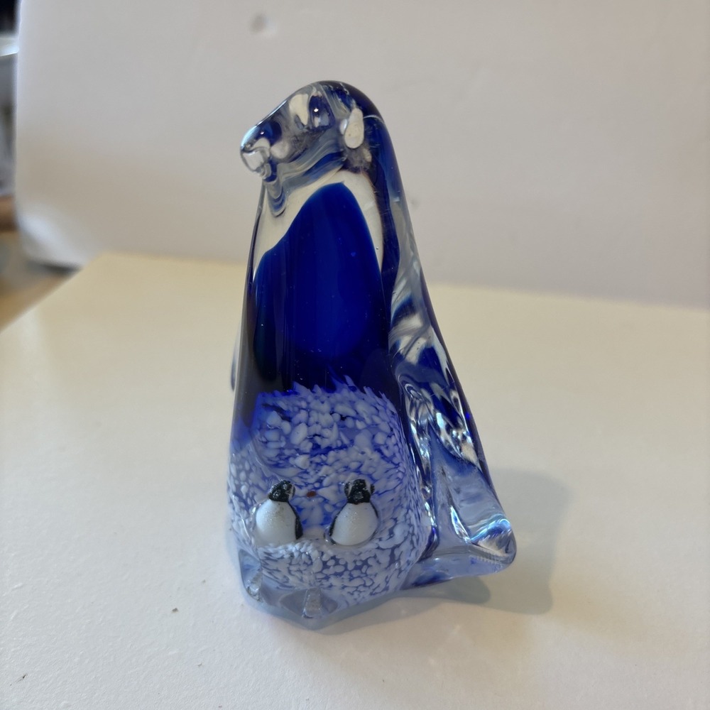 glass penguin paperweight 4.5" Tall‎
